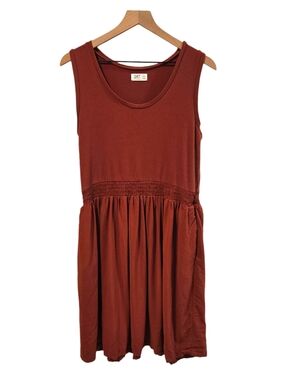 Maurices 24/7 Burnt Orange Mixed Media Sleeveless Skater Dress XXL